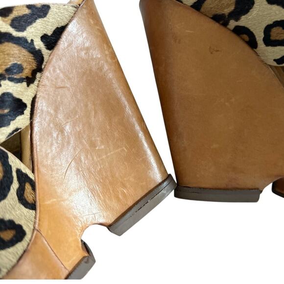 Sam Edelman Jorgia Leopard Tan Pony Hair & Leather Platform Wedge Sandal - Picture 8 of 10